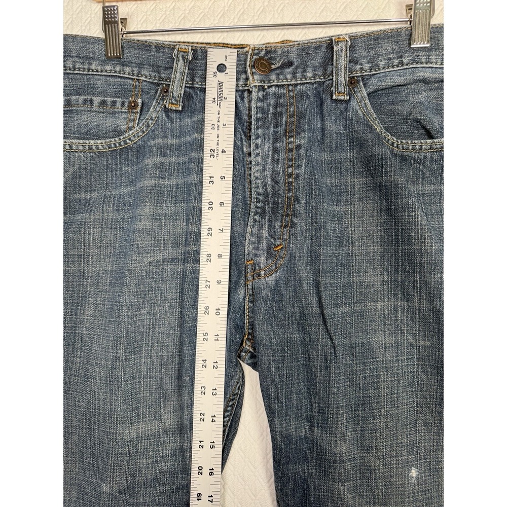 Levi's 505 Jeans Mens 36x29 Regular Fit Straight Leg Blue Denim Distressed - Picture 6 of 8